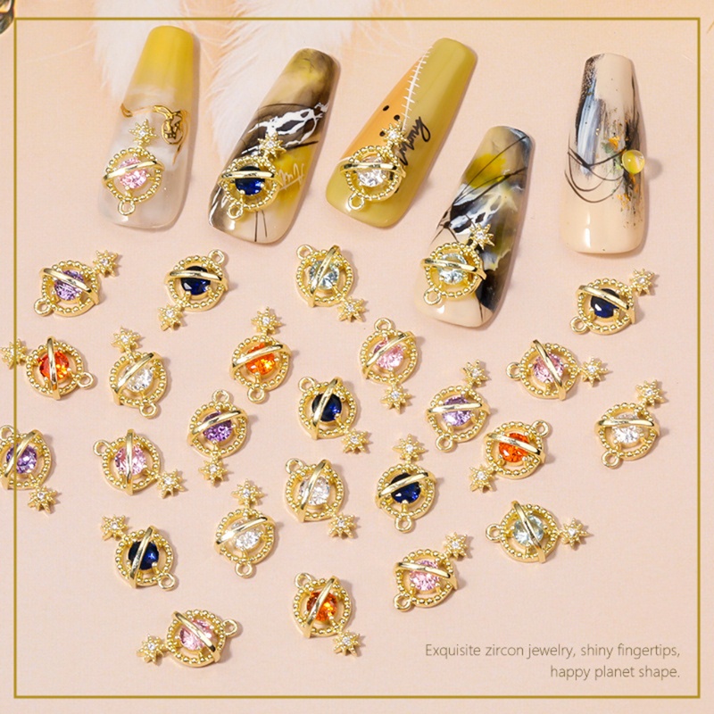 Phụ Kiện Trang Trí Móng Tay Hình Hành Tinh Đính Đá Zircon Sang Trọng