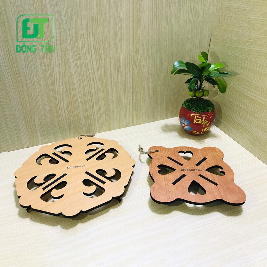 Combo 2 Đế Lót Nồi Bằng Gỗ Cao Cấp Size Lớn Cách Nhiệt Chống Trầy Xướt Bền Màu