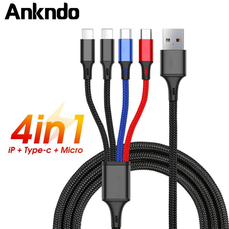 Cáp sạc 4 trong 1 ANKNDO USB type C thích hợp cho SAMSUNG HUAWEI XIAOMI iP 13 12 11 Pro Max XS