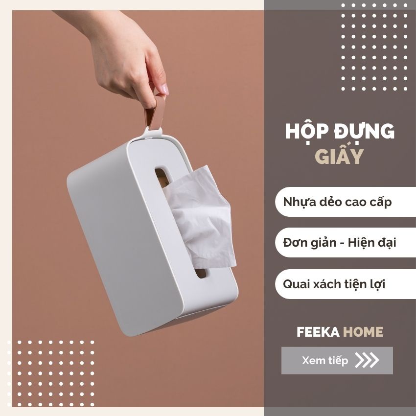 Hộp nhựa đựng giấy ăn để bàn mặt gỗ tre tích hợp ngăn để đồ tiện lợi - Thiết kế gọn nhẹ sang trọng Kho Sỉ Sài Thành