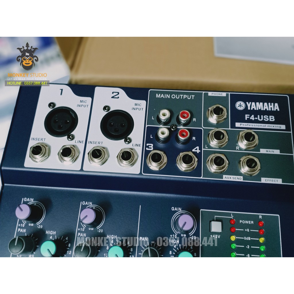 Mixer F4 Yamaha USB Bluetooth ⚡ HÀNG CHÍNH HÃNG⚡ Thu Âm Hát Livestream Karaoke Âm Thanh Sống Động (Tặng rắc 6,5)