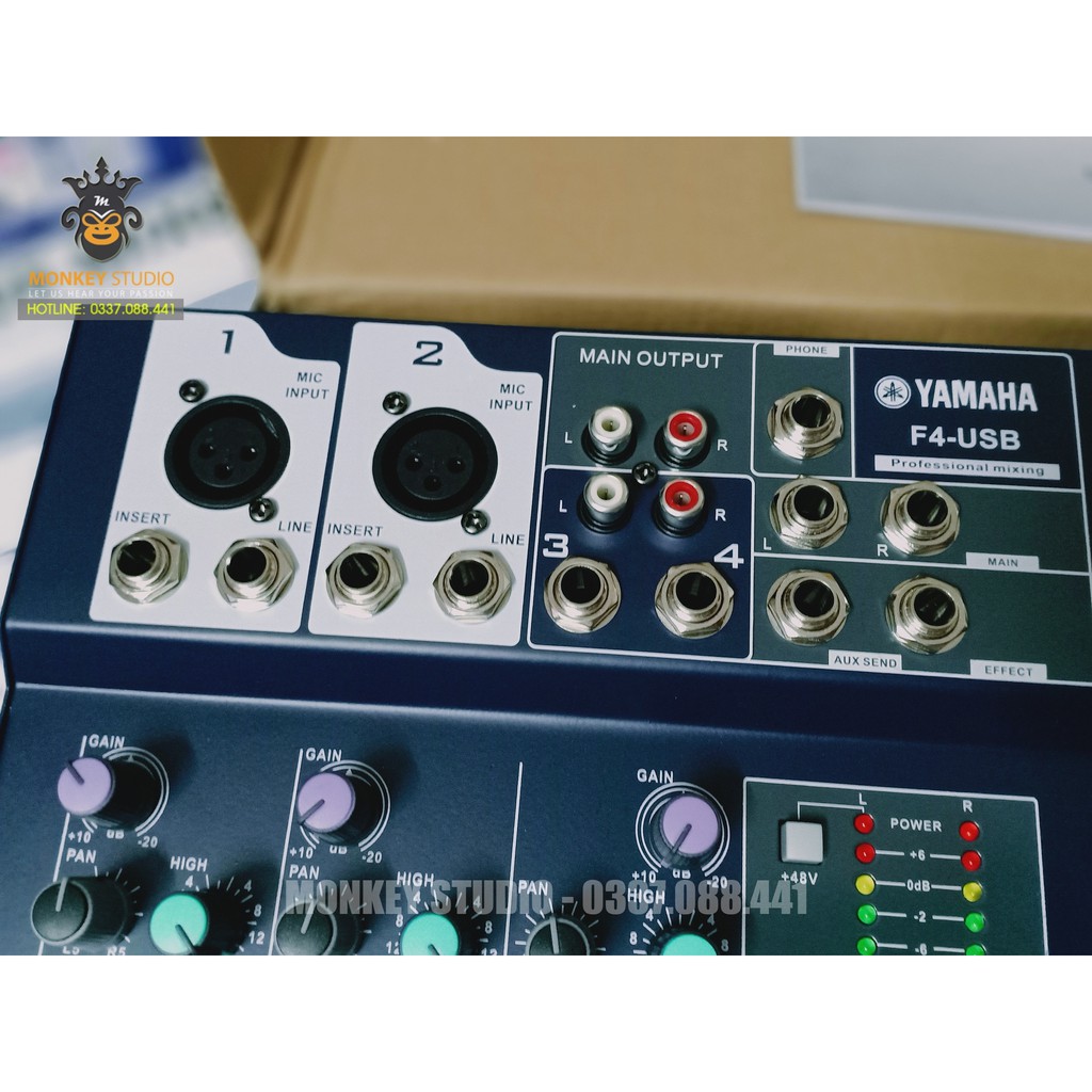 Mixer F4 Yamaha USB Bluetooth ⚡ HÀNG CHÍNH HÃNG⚡  Thu Âm Hát Livestream Karaoke Âm Thanh Sống Động (Tặng rắc 6,5)