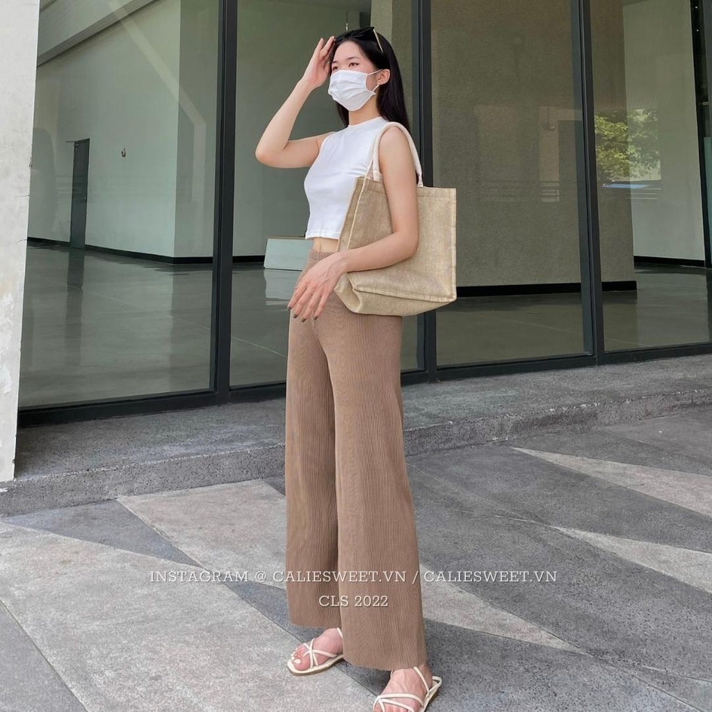 Quần thun tăm dáng xuông Caliesweet quần ống xuông chất thun co dãn