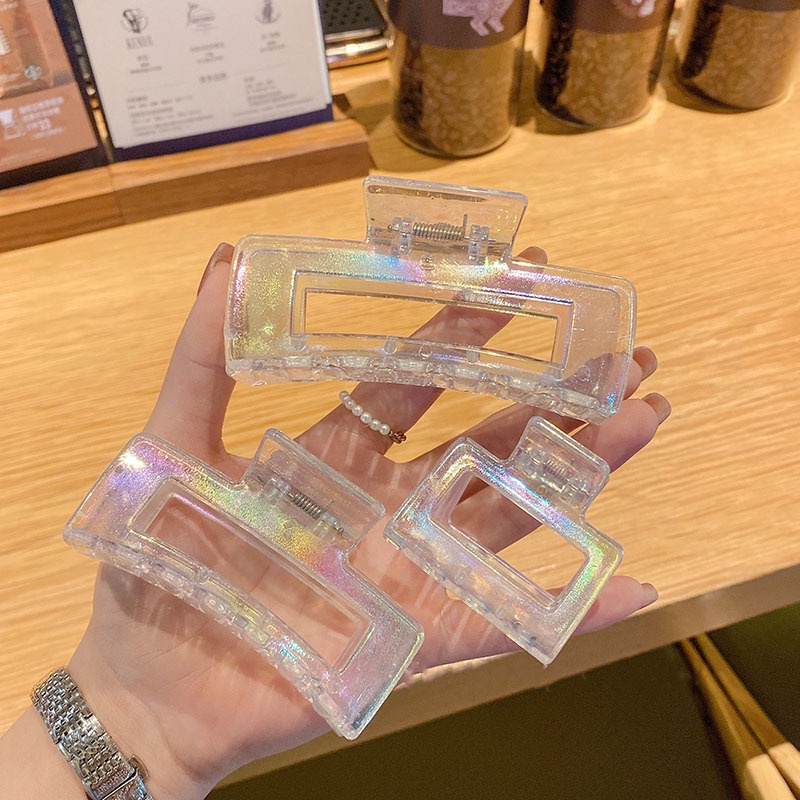 Kẹp Tóc Càng Cua Bằng Acrylic Trong Suốt Nhiều Màu Kiểu Hàn Quốc Thời Trang Cho Nữ Vintage Laser Mermaid color Cross Hair Claw