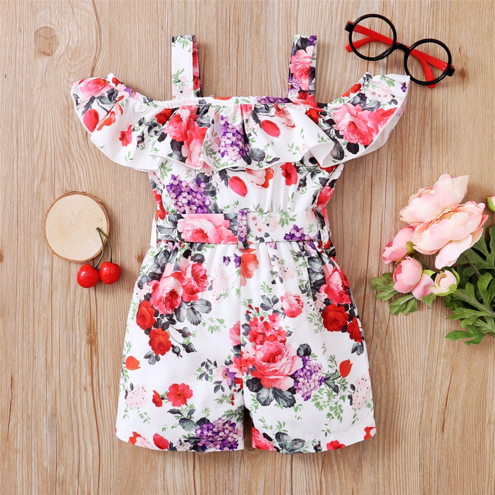 Áo liền quần MIKRDOO trễ vai họa tiết hoa xinh xắn dành cho bé gái