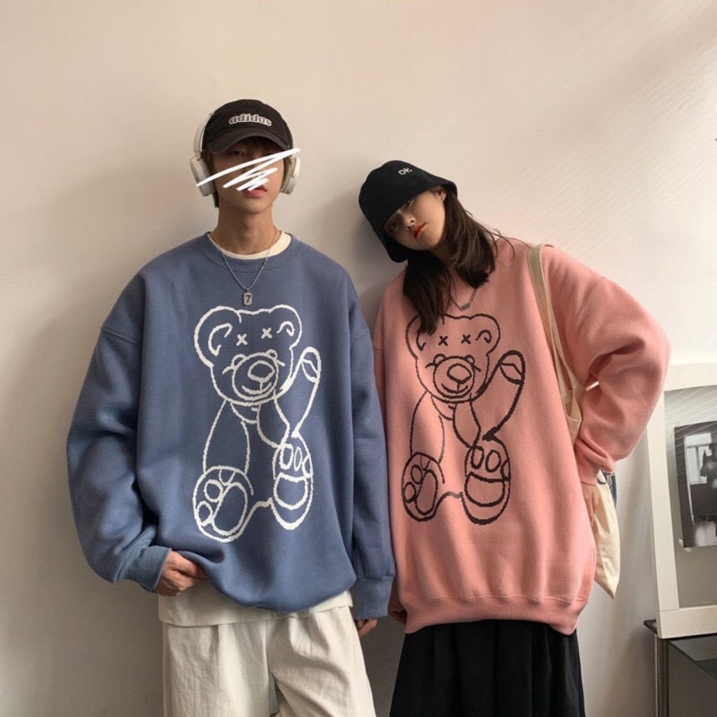 Áo sweater nỉ unisex form rộng hoodie street style nam nữ ulzzang hottrend AKN20 LECHAU hình in gấu phản quang cực chất | BigBuy360 - bigbuy360.vn