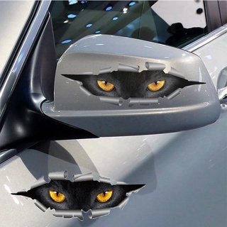 Miếng dán trang trí xe hơi họa tiết đôi mắt mèo 3d phản quang chống thấm nước độc đáo