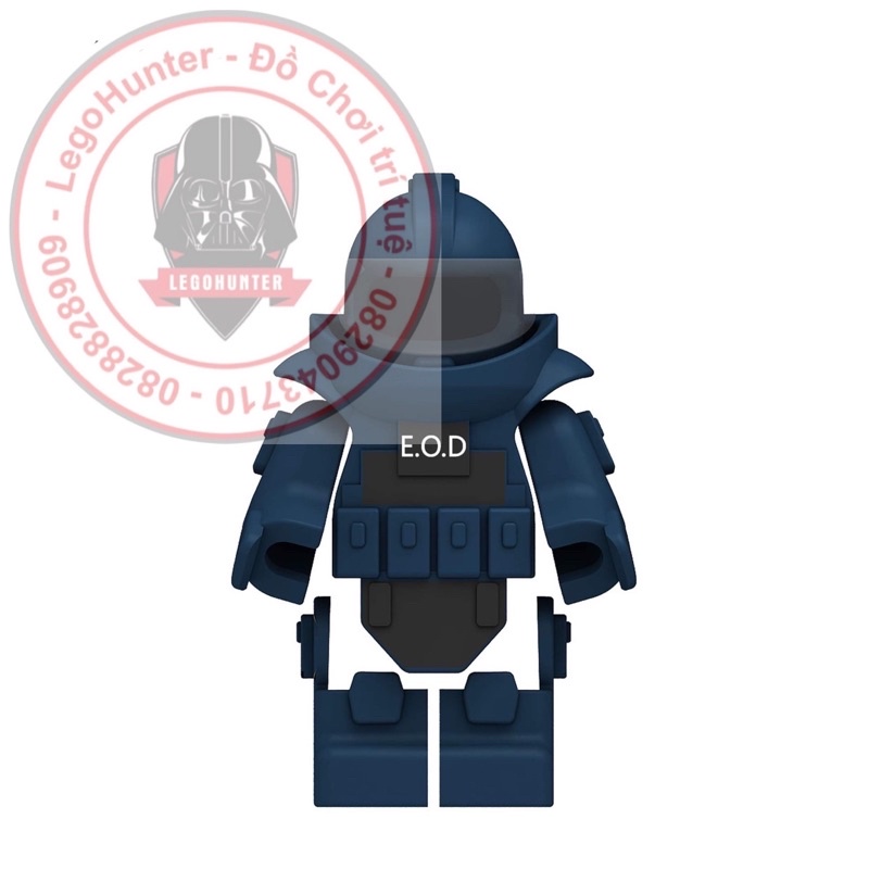 Nonlego Army phụ kiện minifigures Bộ áo giáp bảo hộ chống chất nổ của chuyên gia phá bom EOD màu xanh tím than