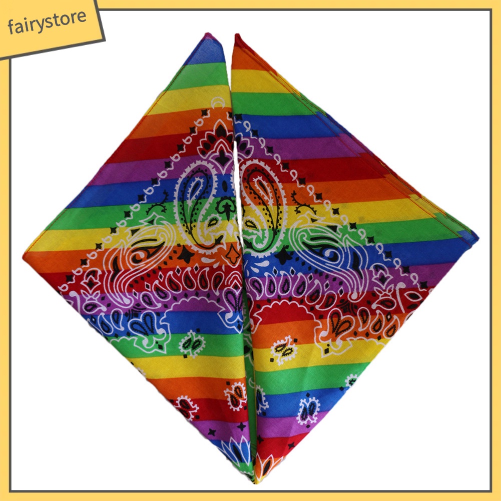 Băng đô kèm khăn quàng họa tiết sọc hoa màu cầu vồng xinh xắn