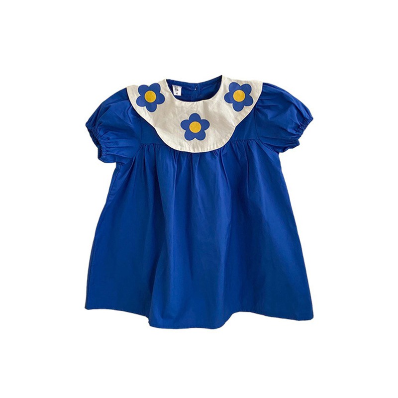 Đầm Tay Phồng Ngắn In Họa Tiết Hoa Phong Cách Hàn Quốc Thời Trang Mùa Hè Xinh Xắn Cho Bé Gái