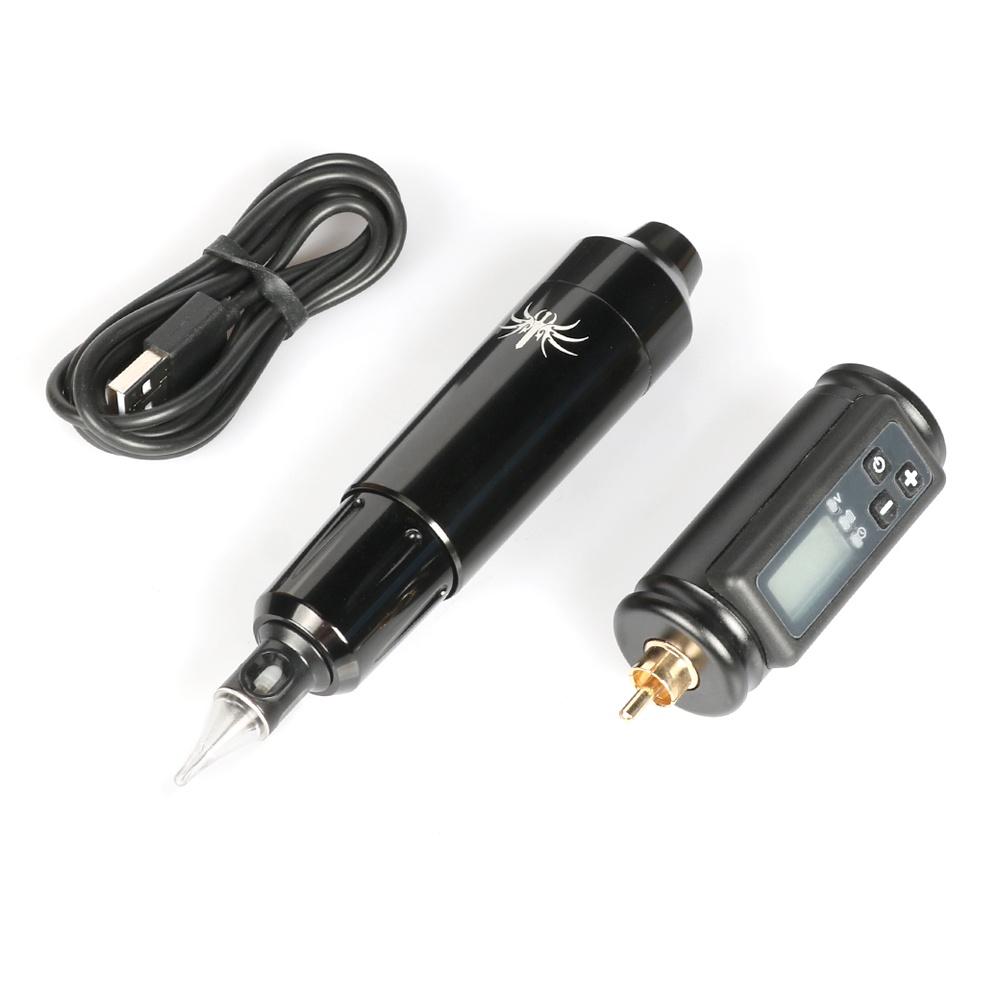 Bộ Máy Xăm Hình Không Dây Màn Hình LCD 1500MAH Jack Ngắn Kèm Cáp USB Type C