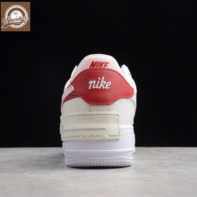 Hot | Bán Chạy | Giầy thể thao AIR Force 1 shadow phantom cream red màu kem gót đỏ sneaker nữ KHO Xịn Nhẩt new new