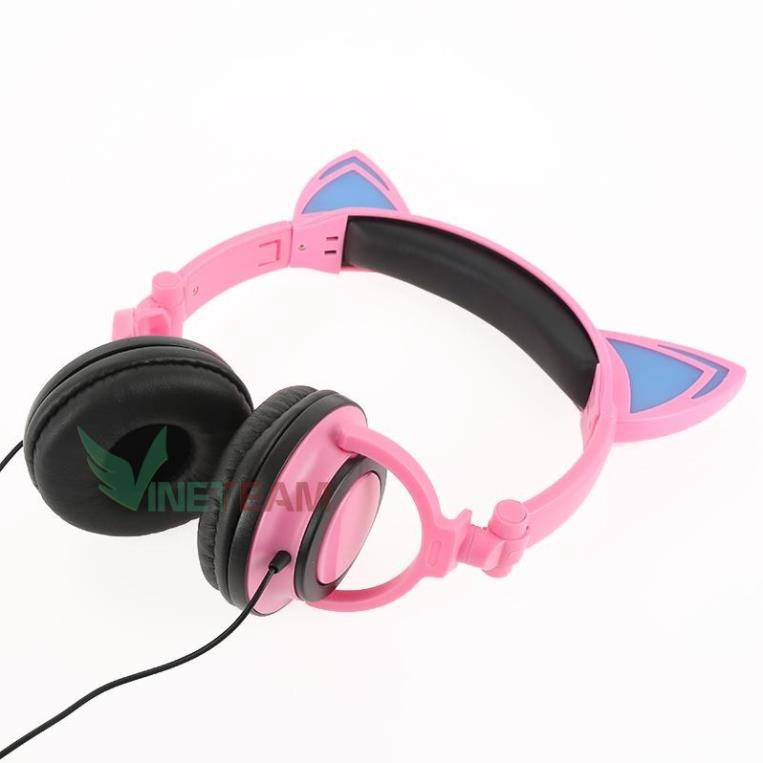 Tai Nghe Headphone Tai Mèo - TTLIFE Xinh Xắn - Có Đèn Led Siêu Cute -DC4119