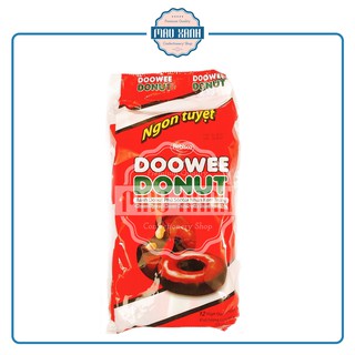 Bánh Donut Doowee Socola Nhân Kem Trứng 360g (Gói 12 cái, bánh ăn sáng)