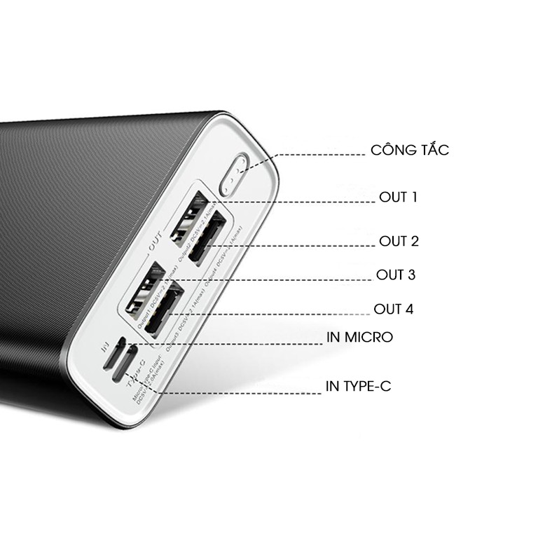 Pin Sạc Dự Phòng 30000mAh Remax RPP-154 2 Cổng Sạc Vào, 4 Cổng Sạc Ra - BH 1 Năm - Hưng Long PC