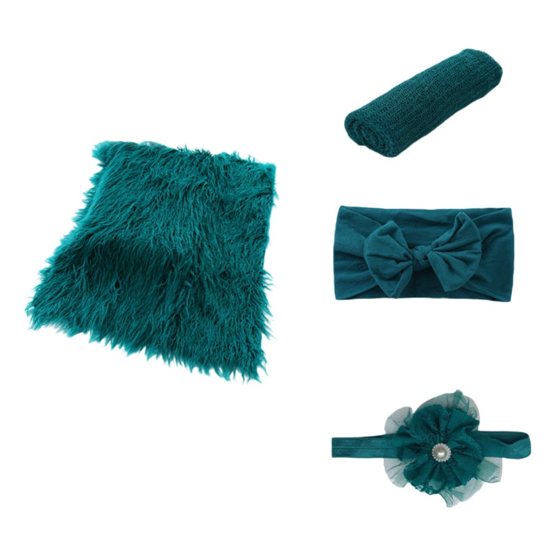 Bộ Trang Phục 4 Món Gồm Chăn Quấn + Băng Cài Đầu + Băng Cài Đầu Làm Phụ Kiện Chụp Ảnh Cho Bé