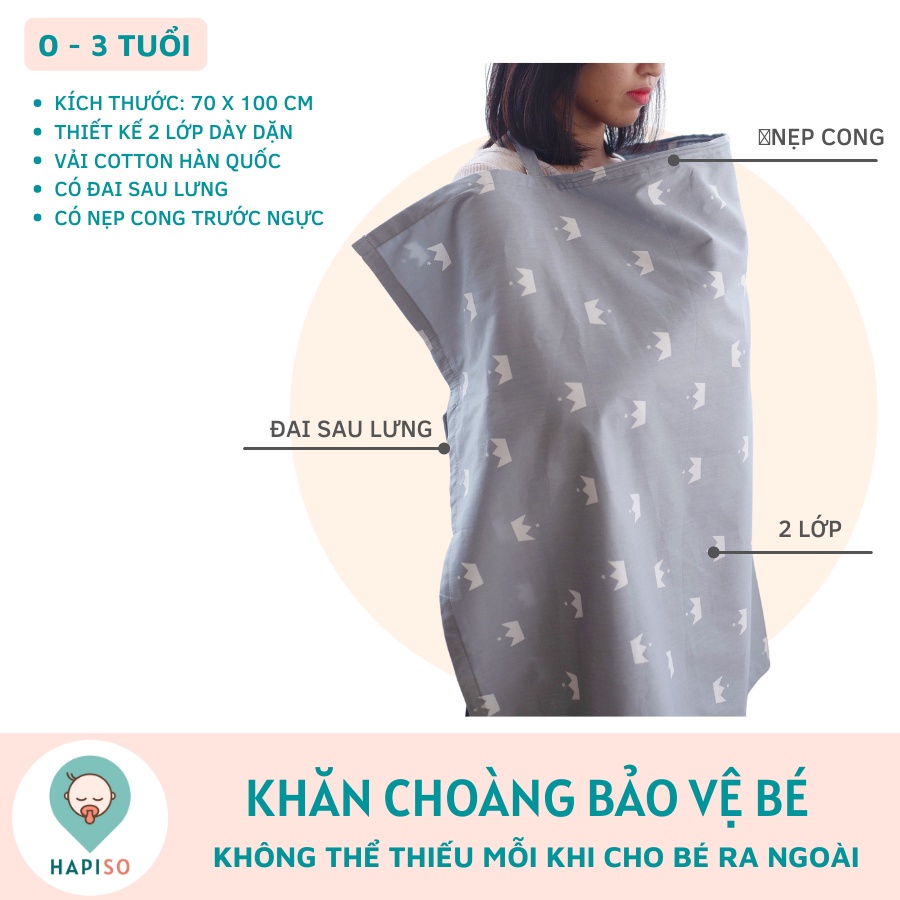 [Mã SKAMLTSTA16 giảm 10% đơn 100K] Khăn choàng cho bé sơ sinh Hapiso