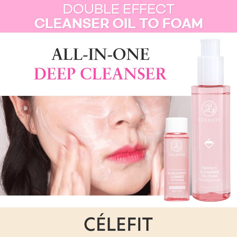 Sữa rửa mặt và tẩy trang CELEFIT Double Effect Cleanser Oil To Foam 180g