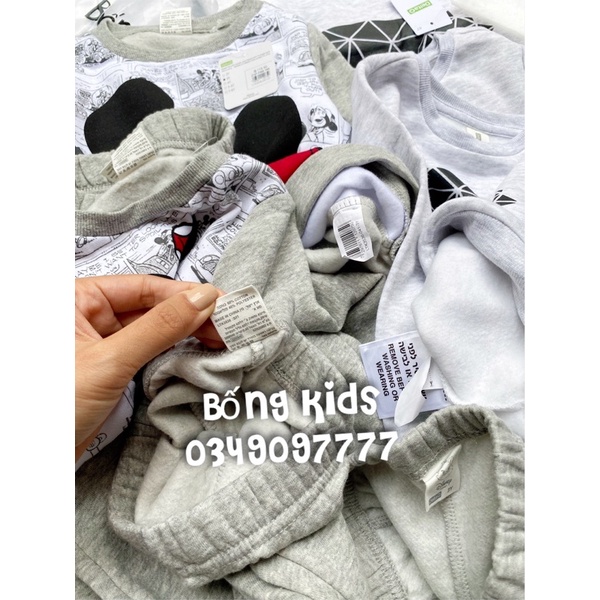 Bộ Nỉ Bé Trai &amp; Bé Gái Hoạ Tiết Delta