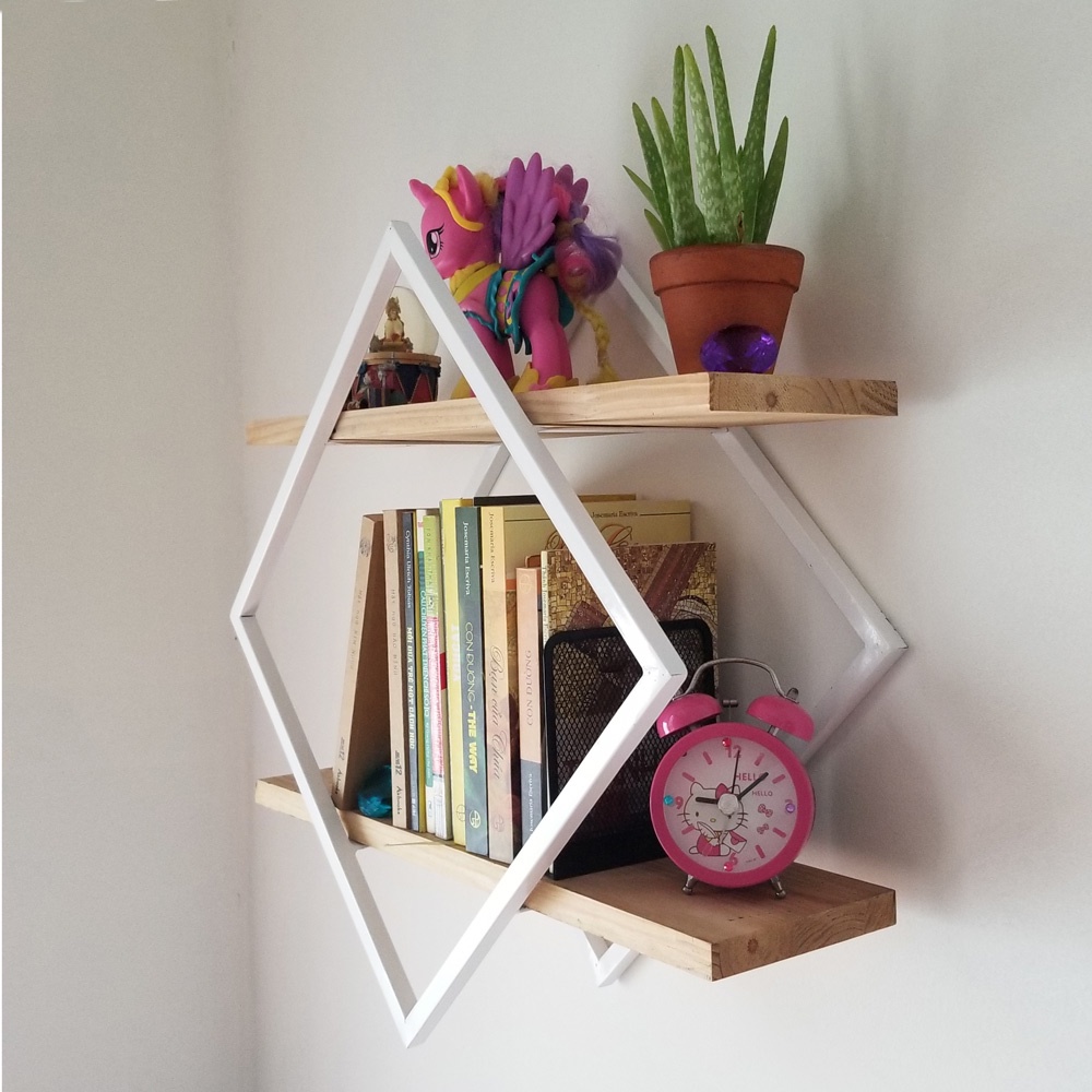 Kệ sắt trang trí hình vuông 2 tầng - Nội thất phong cách Retro