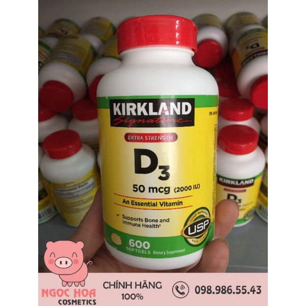[Date xa] Viên uống vitamin d3 Kirkland Extra Strength D3 50mcg
