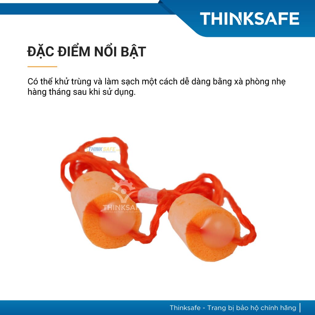 Nút tai chống ồn 3M 1110 cấu tạo từ PU xốp, rất mềm, bịt tai chống ồn đạt chỉ số NRR 29dB -  - THINKSAFE