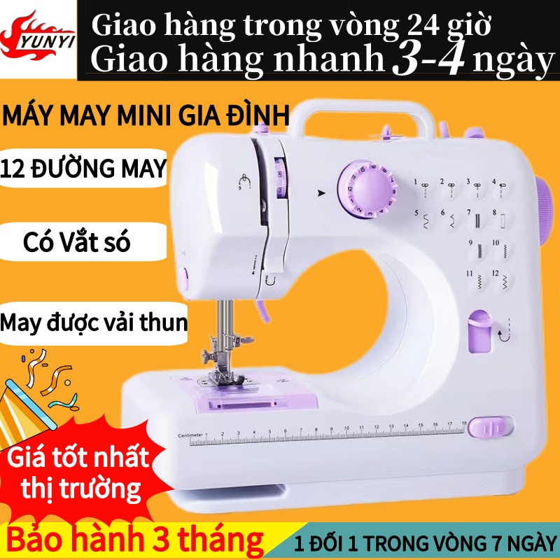 máy may gia đình -máy khâu mini 12 Kiểu May, Có Vắt Sổ, May Được Vải Thun Kèm Chân Vịt, dễ sử dụng
