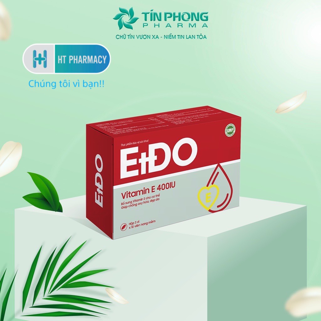 Viên Uống Vitamin E EtĐo Chiết Xuất Thiên Nhiên Giúp Làm Chậm Lão Hóa Da Căng Mịn Giảm Nhăn Hộp 30 Viên