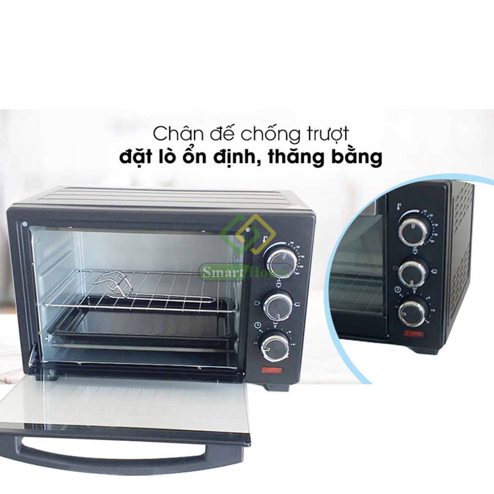 (Tặng bộ dao kéo) Lò nướng TAHASU E23 25L 1280W – Màu đen, Phù Hợp Gia Đình 2-4 Người, Điều Khiển Dễ Dàng