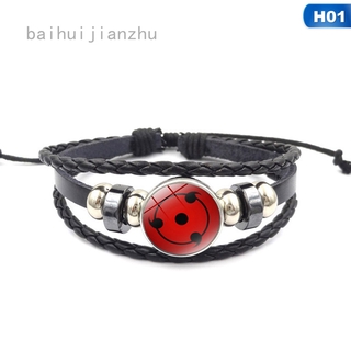 Baihuijianzhu Sharingan Naruto Vòng Tay Bện Da Nhiều Lớp Mặt Kính Cabochon Anime Cho Cặp Đôi