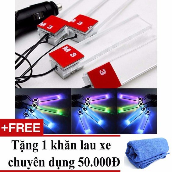 Đèn led chiếu gầm ghế ô tô mẫu 2 + Tặng 01 khăn lau xe chuyên dụng