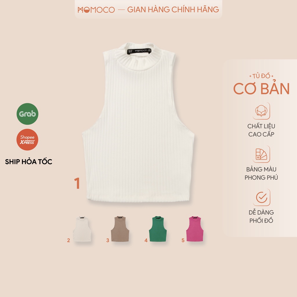 Áo Ba Lỗ Tanktop MOMOCO Cổ Cao 3cm Dáng Croptop Chất Liệu Cotton Thoáng Mát Phong Cách Năng Động M2959