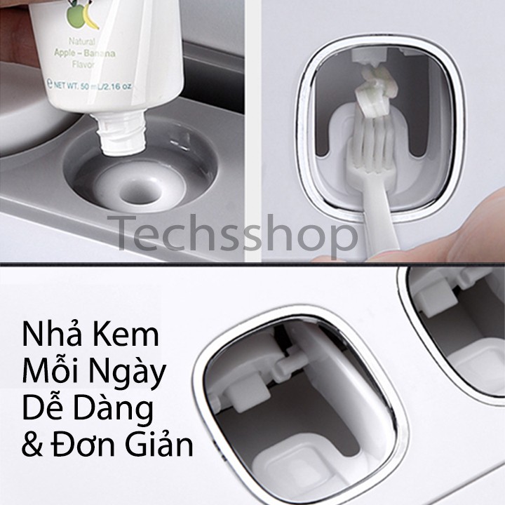 Kệ Nhả Kem Đôi Cao Cấp Để Bàn Chải Ecoco E1802 - Kệ Nhà Tắm Để Đồ Đa Năng Tặng Kèm 4 Cốc