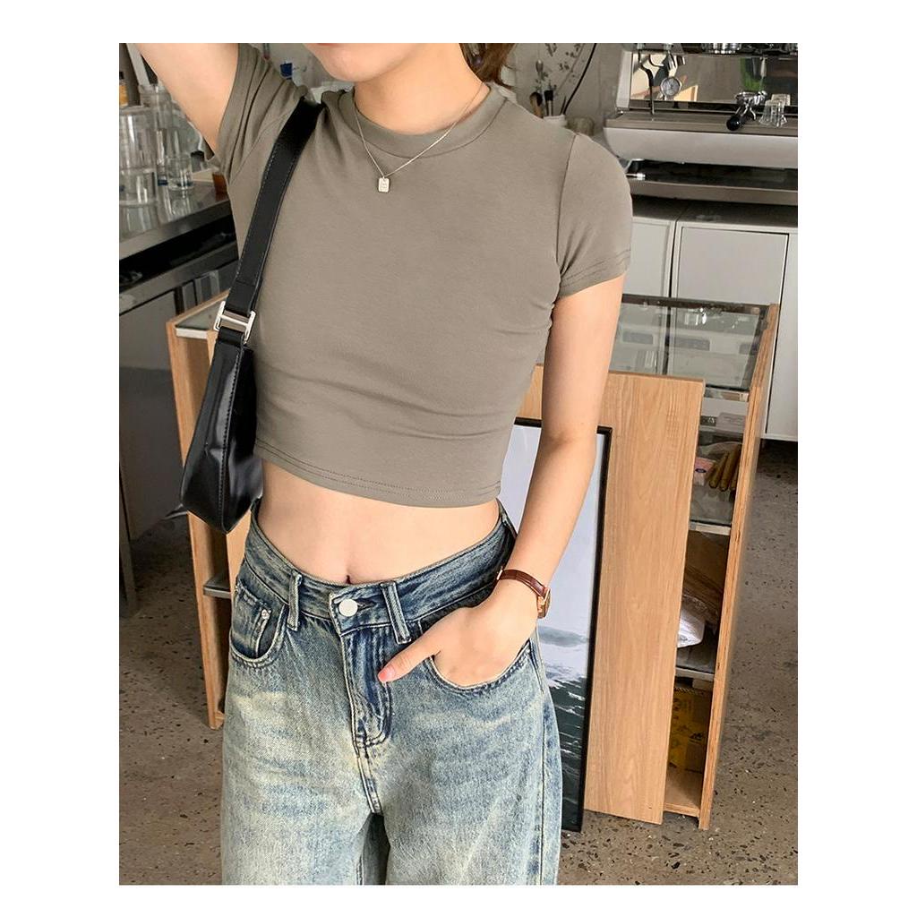 Áo Thun Cotton Dáng Ôm Ngắn Tay Thời Trang Cá Tính 63738