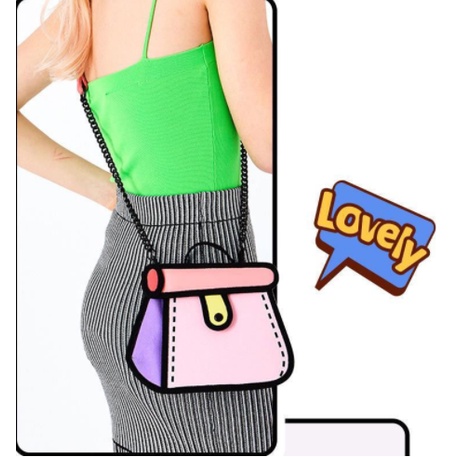 Túi Đeo Chéo Vải Canvas Họa Tiết Hoạt Hình Đáng Yêu