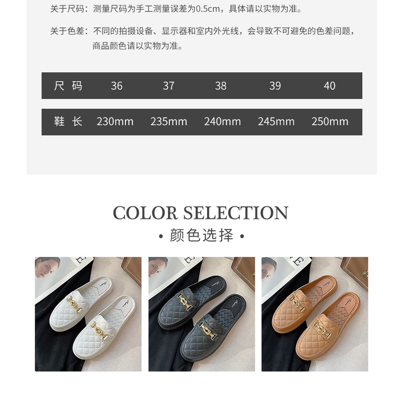 CHZK Mới Dép Bít Mũi Đế Phẳng Không Thấm Nước Chống Trượt Thời Trang Cho Nữ