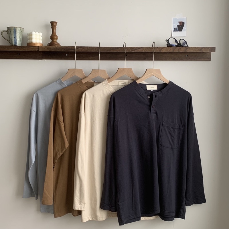 [Mã SRBACK010912 hoàn 20K xu đơn 50K] Áo thun trơn tay dài HENZY BYSANTÉ chất liệu cotton thoáng mát, form regular