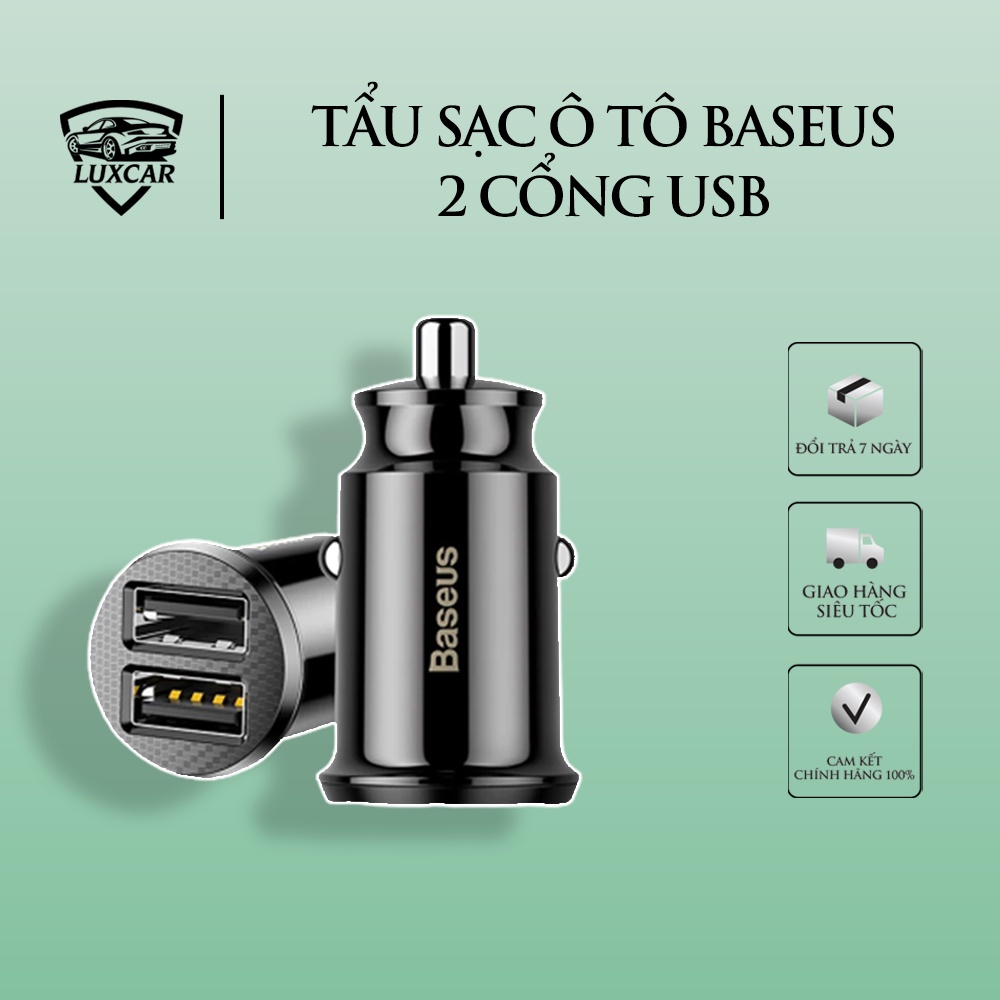 Tẩu sạc ô tô Baseus 2 cổng Usb chuyên dụng cho ô tô