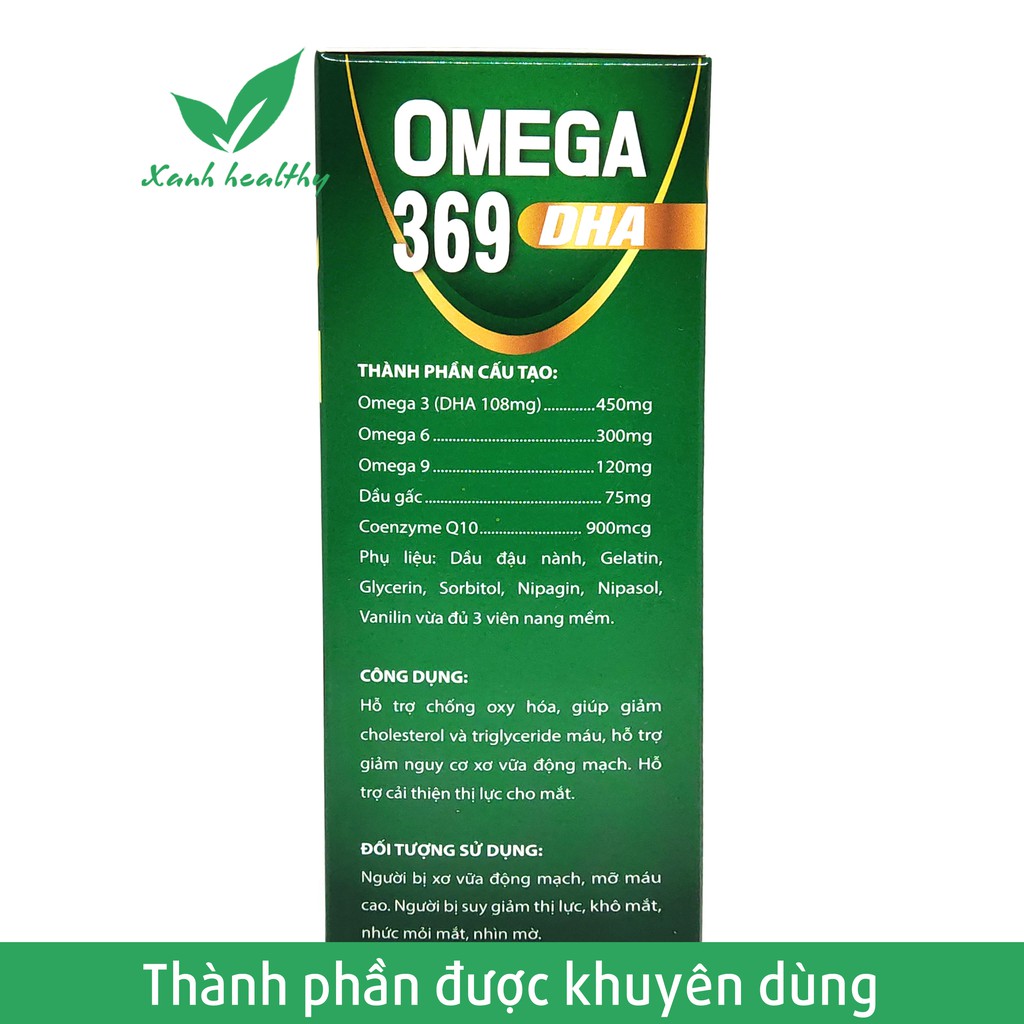 Viên uống dầu gấc Omega 369 DHA - Bổ sung dầu gấc, omega, DHA giúp sáng mắt, khỏe tim mạch, tăng cường trí nhớ - 100v