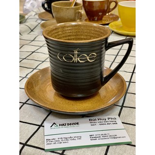 Giá sỉ tại xưởng Bộ ly tách sứ uống cafe dáng cao Cappuccino nâu Gốm Bát Tràng đẹp cao cấp giá rẻ 220ml