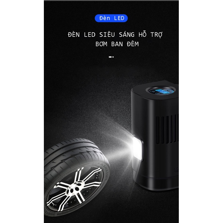 Máy bơm lốp ô tô 12V điện tử tự động đa năng ST-217 cao cấp | Máy bơm lốp xe hơi Chế độ tự ngắt, Tích hợp đèn LED
