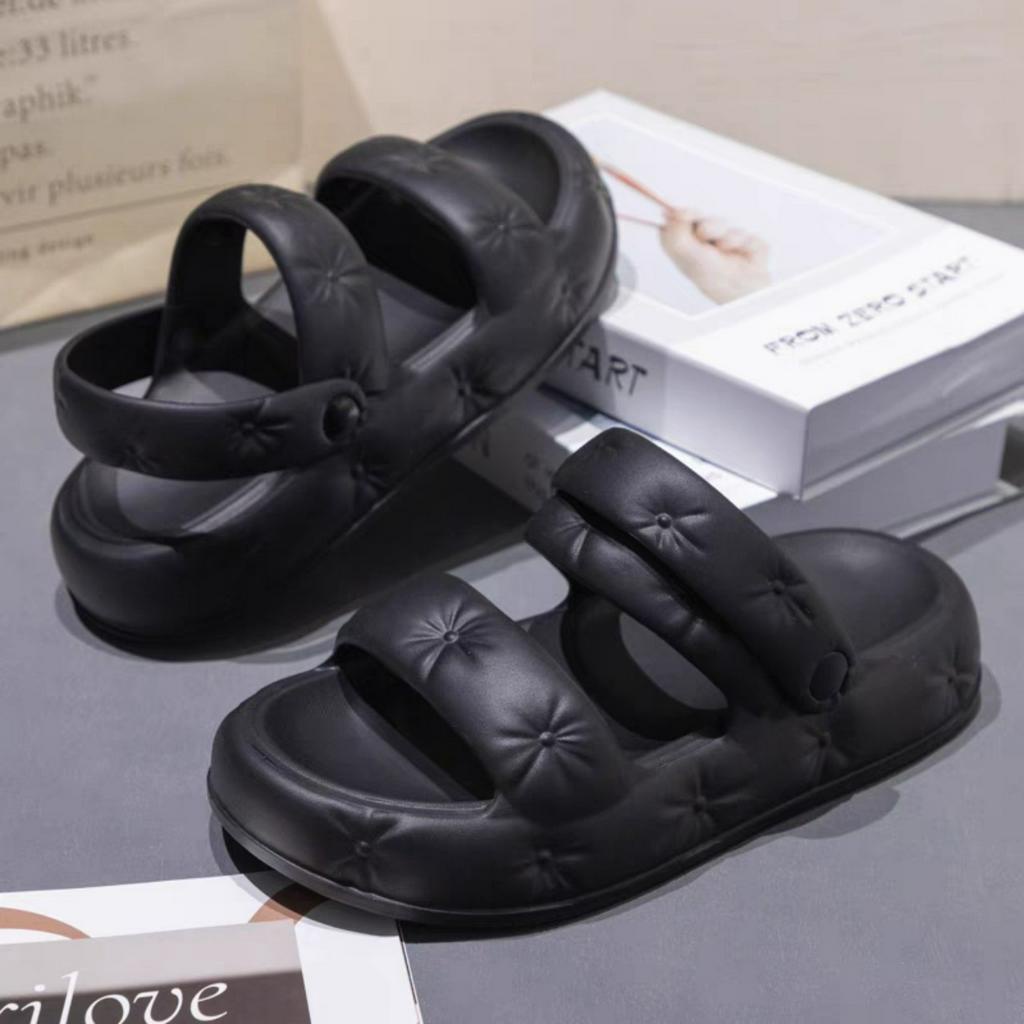 Dép nữ 2 cm sandal quai sau mũi hở hoa tuyết cá tính