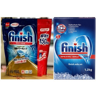 Combo Muối rửa bát finish 1,2kg+ Viên rửa bát Finish 150 Viên (NK nhật bản )