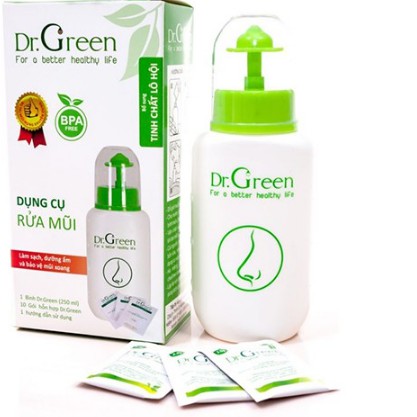 ( hàng công ty) OMBO 1 BÌNH RỬA MŨI DR.GREEN+10 GÓI HỖN HỢP PHA DUNG DỊCH RỬA MŨI freeship- có video hướng dẫn sử dụng