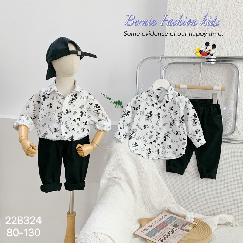 Bộ sơ mi quần âu Micky bé trai