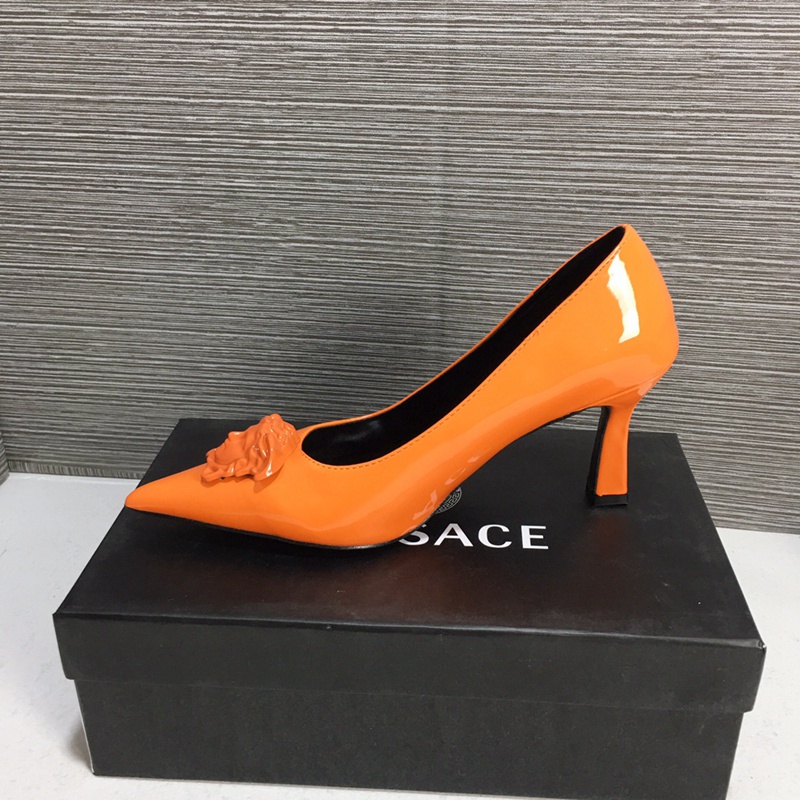 VERSACE Giày Cao Gót Da Mũi Nhọn 7cm Phong Cách Quyến Rũ Cho Nữ