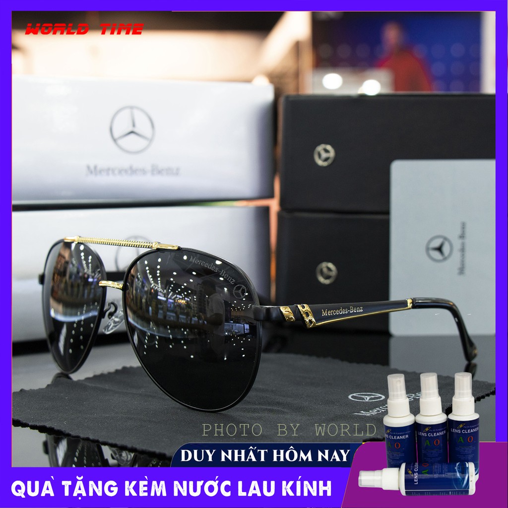 Kính mát nam cao cấp Benz03 full box, bảo hành 12 tháng, tròng Polarized cường lực, chống chói
