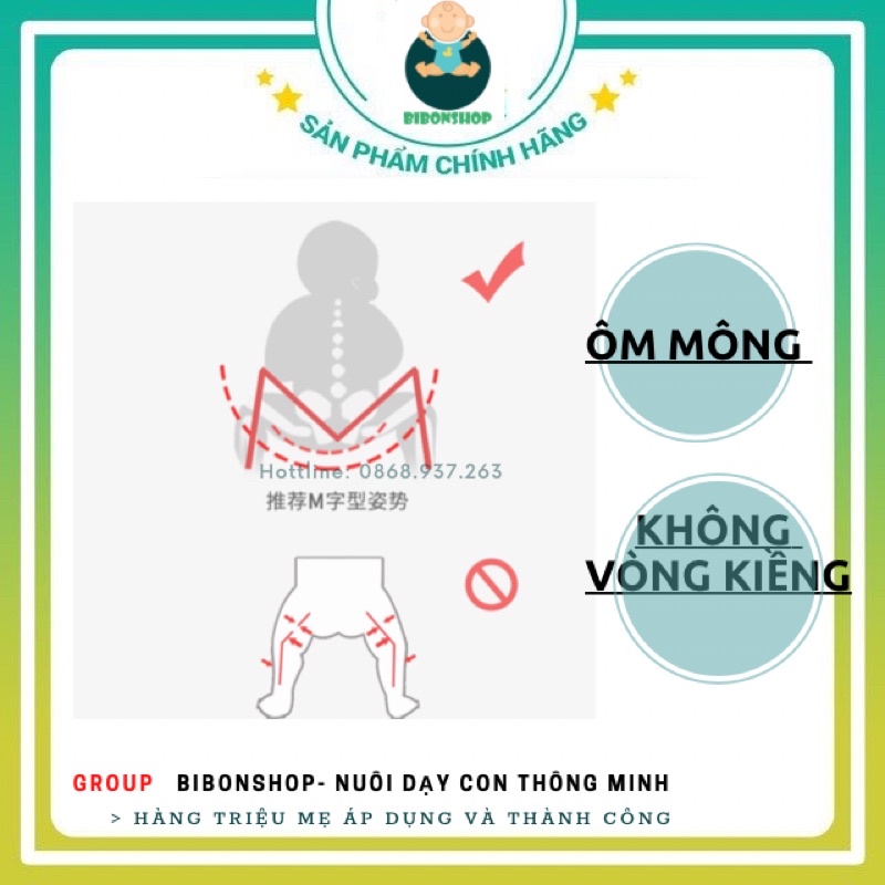 Địu em bé 4 tư thế Babypark thoáng mát êm ái không đau chân