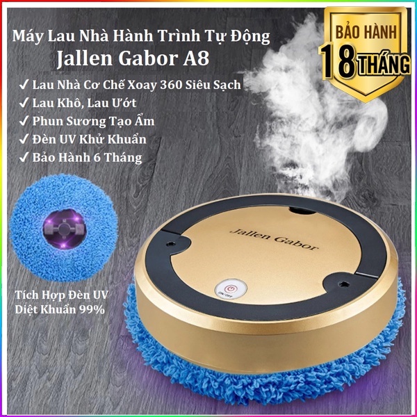 Máy lau nhà tự động ⚡️Có Phun Sương Khử Khuẩn Nano⚡️ thông minh Jallen Gabor A8 Lau Nhà Khô Và Ướt, Có Vòi Phun