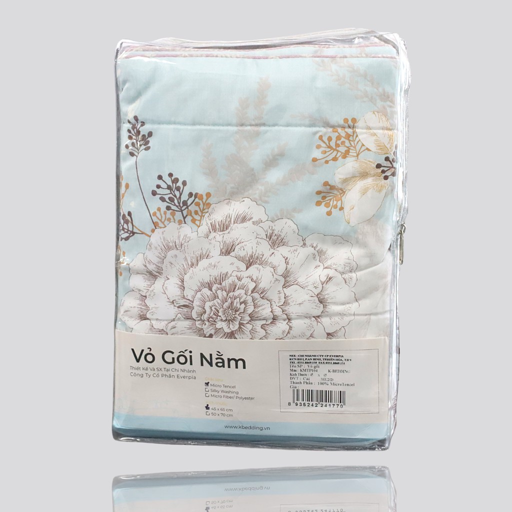 Vỏ Gối Nằm Hàn Quốc K-Bedding by Everon MicroTencel 45x65cm Xanh Thiên Thanh KMTP104 (1 cặp)